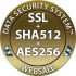 Websale data security badge featuring SSL, SHA512, and AES256 encryption standards in a gold circular emblem.